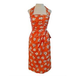 Vintage Louis Feraud Floral Halter Print Silk Dress